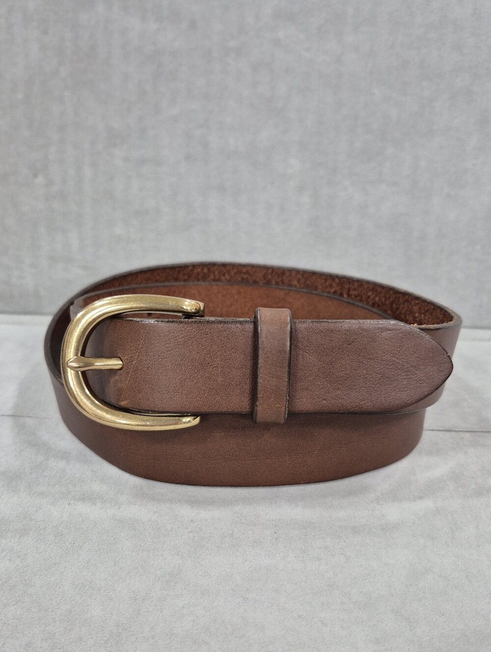 J Crew belt women's small brown Italian leather gold rounded buckle made in USA